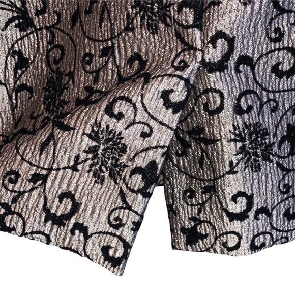 NEW Tahari ASL Dress Cocktail Floral Black Silver Sequins Belinda 2 Petite 2P - Picture 6 of 16